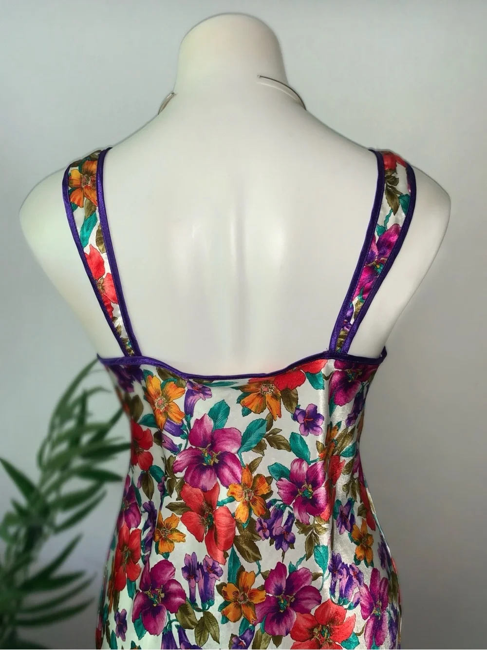b l o o m :: Vintage Floral Satin Slip Dress Nightie Nightgown - Picture 5 of 14